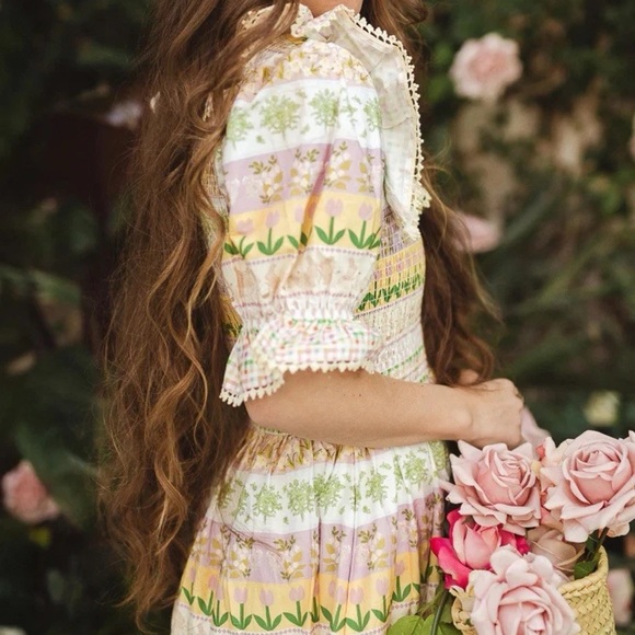 Ivy City Co Women's XXS Boxwood Blossoms Celeste Clark Easter Dress Cottagecore! - Picture 3 of 16